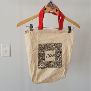 Vegan Graphic Tote Bag with Red Handles